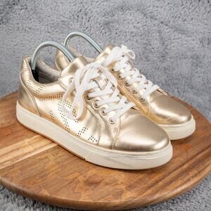 Women's J/Slides Jermaine Gold Leather Sneaker‎ Size 8.5 M